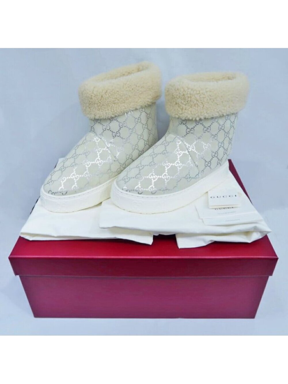 Gucci Boots Merino Wool 36.5 Grey Silver Shoes - Picture 10 of 10